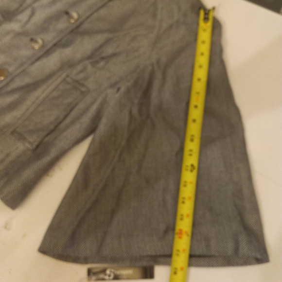 Sharagano Cape Blazer Jacket Black & White Cropped Herringbone Bell Sleeves S/34 - Picture 7 of 10